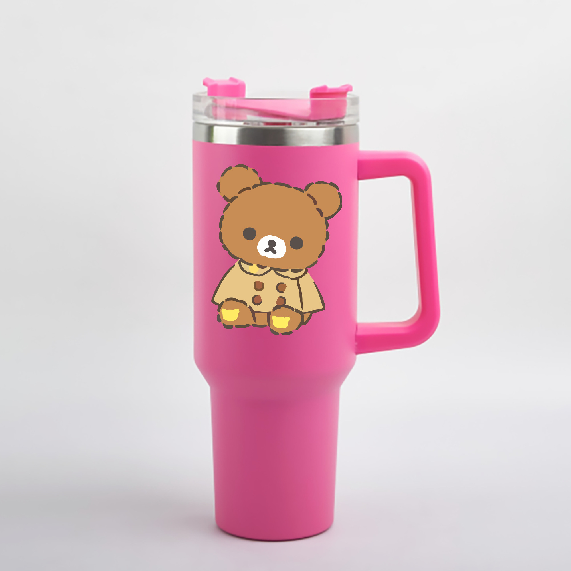 （画像用） リラックマ リラックマ キイロイトリ Rilakkuma Korilakkuma Kiiroitori 1200mL車用タンブラー - クリスタルステッカー（プラスチックストロー付き）